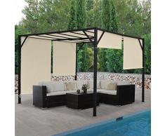 Mendler Pergola Baia, Garten Pavillon Terrassenüberdachung, stabiles 6cm-Stahl-Gestell + Schiebedach ~ 4x4m