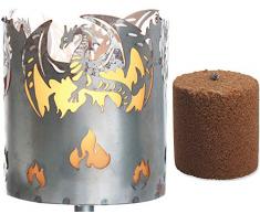 Novaliv Gartenfackel Drache Feuerschale Metall mit Stiel und Brennmittel