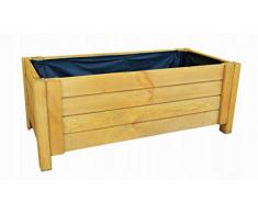 BOGATECO Pflanzkasten Pflanzkübel aus Holz | 80 x 38 cm | Eiche Braun | Blumen-Topf Perfekt für Garten, Terrasse & Balkon | Stabile und Robuste Konstruktion | Imprägniert | Mit Agro-Textil