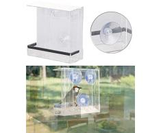 Royal Gardineer Vogel Winterfutterhaus: Vogel-Futterhaus aus Acryl mit 2 Futtersilos, Saugnapf-Befestigung (Vogelhaus Fenster-Saugnapf)