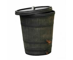 Regentonne Holzfass-Optik / Regenfass: YERD county, 130 Liter frostsicher Regenwasser-Speicher aus witterungsbeständigem Kunststoff