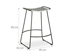 Relaxdays Polyrattan Hocker, karierter Gartenhocker, Sitzhocker HBT 66 x 46 x 30 cm, schwarz-weiß