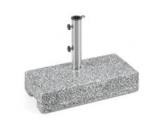 blumfeldt Schirmherr 25HSQ Sonnenschirmständer Schirmständer (Stammdicke: 3,5-4 cm, versetztes Rohr, Granit, witterungsbeständig, 45x22 cm, hochstabil, 25 kg) Silber-grau