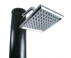 JOM Car Parts & Car Hifi GmbH JOM Solardusche, Gartendusche, 20 Liter, schwarz mit Einhebelmischbatterie und Regenduschkopf eckig, 2 meter hoch mit zusätzlichem Wasserhahn