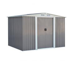 COSTWAY Metall Gerätehaus Gartenhaus Geräteschuppen Metallgerätehaus Geräteschrank Metallschuppen Garten Schuppen mit Sattledach inkl. Schiebetüren 205x257x178cm