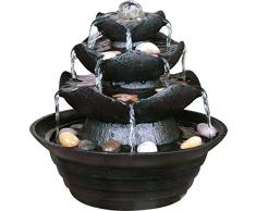 dobar Design Zimmerbrunnen aus Polyresin in Steinoptik mit Deko-Steinen, Wasserspiel mit Pumpe für innen, 22,2x22,2x20,6 cm, schwarz, 96410e ZimmerbrunnenZierbrunnen, Kunststoff, 22.2 x 22.2 x 20.6 cm
