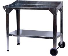 Metall-Pflanztisch Wagon mit Rädern, robuste Garten-Werkbank mit Ablagefläche, 95 x 55 x 80 cm, silber