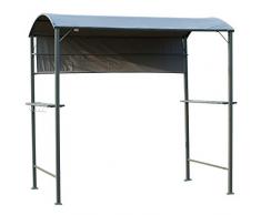 Outsunny Grillpavillon mit Flammschutzdach, BBQ-Pavillon mit 2 Ablagen, Polyester, Schwarz, 218 x 138 x 216 cm