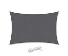 Sekey Sonnensegel Sonnenschutz Polyester Windschutz Wetterschutz Wasserabweisend Imprägniert 95% UV Schutz für Garten Outdoor Terrasse Camping Party mit Seilen, 2×3m Anthrazit