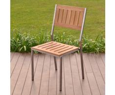 Teako Design Stapelstuhl Cantene Edelstahl Teak unbehanteltes Massivholz Gartenstuhl Teakholz Wetterfest stapelbar