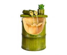 PZON Tischwasserbrunnen Feng Shui Rad Glück Indoor Tischdekoration Simulation Bambus Landschaft Brunnen, for Heim Wohnzimmer Büro 20 * 21 * 30cm