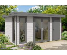 CARLSSON Alpholz Gartenhaus Aldo-28 C aus Massiv-Holz | Gerätehaus mit 28 mm Wandstärke | Garten Holzhaus inklusive Montagematerial | Geräteschuppen Größe: 540 x 420 cm | Pultdach