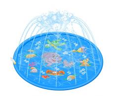 Splash Pad,170cm Sprinkler Play Matte, Aufblasbare Wasserspielmatte Sommer Garten Wasserspielzeug Kinder Baby Pool Pad Spritzen für Outdoor Familie Aktivitäten/Party/Strand/Garten