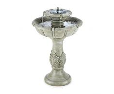 blumfeldt Adelsbrunn Springbrunnen - Gartenbrunnen, Zierbrunnen, Vogeltränke, Zwei Ebenen, 200 Liter/h Pumpleistung, IP68 Standard, 1,4 Watt Solarpanel, IP44 Standard, Beton-Optik, grau