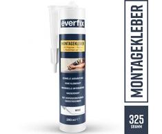 EVERFIX Montagekleber weiss, für innen und außen, kraftvoller Baukleber für Metall, Holz, Fliesen, etc, universell einsetzbar, zum Kleben und Abdichten, 325 g / 290 ml