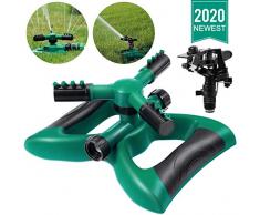 Homemaxs Rasensprenger Garten Sprinkler 3 Arm mit Auswirkungssprinkler, Automatische 360 Grad Rotierende, Einstellbarer Winkel und Abstand für Garten Rasen Bewässerung