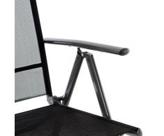 Nexos 2er Set Klappstuhl Aluminium Gartenstuhl Campingstuhl verstellbar Rahmen anthrazit Hochlehner für Terrasse Balkon leicht stabil schwarz witterungsbeständig 56x65x105 cm bis 110 kg mit Armlehne