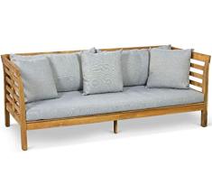 LANTERFANT Loungebank Mandy, Gartenbank, Sonnenliege, Gartenmöbel, Akazien Holz, Teakfarbe, Grau, Braun