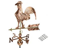 DEMA 3D Wetterfahne Hahn aus Kupfer mit Fuß