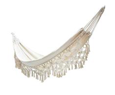 briskay Boho Makramee Doppel Hängematte, 200x150CM 2 Personen Faltbar Hängematte Tragbare Weiße Leinwand Spitze Hängematte Stuhl, Reise Camping Strand Indoor Outdoor Hängematte