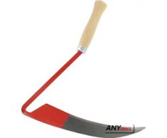 Sensensichel, geschmiedet, mähfertig gedengelt, Holzgriff