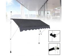 Froadp Klemmmarkise 300cm Gelenkarmmarkise Markise Balkon Balkonmarkise 1,2 * 3m UV-beständig Einziehbar Klemmmarkise mit Handkurbel Höhenverstellbar Dunkelgrau
