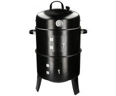 BBQ Collection - Holzkohlegrill und Räucherofen 3 in 1 - Barbecue Smoker Grill - Thermometer, 2 Kohlebehälter, Belüftungsreguliering - Schwarz