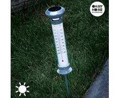 Solar-Thermometer, Gartenthermometer, wetterfest, Themperaturanzeige, Außenthermometer, leuchtet im Dunkeln, Kunststoff, ca. 59 x 9 cm