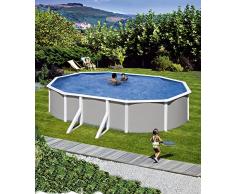 HANSEATIC Set (5-tlg.): »Aufstell-Ovalpool mit breitem Handlauf in Grau« (in 3 Größen) 120 cm x 300 cm x 500 cm