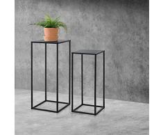 [en.casa] Säulentisch 2er Set Beistelltisch 2 St. Satztisch Pflanztisch mit Metallgestell Deko Tisch Kratzfest