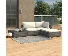 Festnight 8-TLG. Garten-Lounge-Set mit Auflagen Poly Rattan Schwarz Lounge Gartenset Gartensofa Gartengarnitur