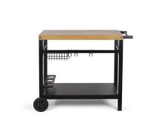 Servierwagen Garten Outdoor mit Rollen Beistelltisch Grillen Höhe 81 cm (Grillwagen, Grillzubehör, Grill Beistellwagen)