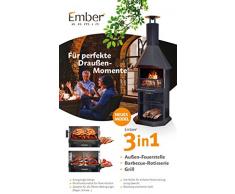 Grill Gartengrill Gartenkamin Grillwagen schwarz emaliert groß