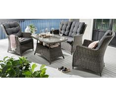 Destiny Loungegruppe Casa Lounge Sitzgruppe Sofaset Polyrattan Rattan Look Natur inkl. Polster