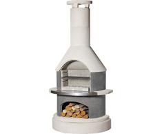 Buschbeck Set Grillkamin Wellington mit Sockelerhöhung, weiß/anthrazit, 70 x 115 x 228 cm
