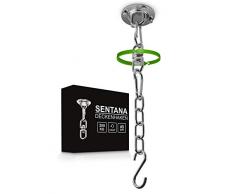 Sentana® Deckenhaken - Hängesessel Aufhängung bis 200kg - 360° drehbare Deckenhalterung - Komplett-Set inkl. Verlängerungskette, Karabiner und Haken