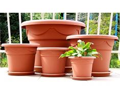 Wamat Pflanzkübel + Untersetzer Blumenkübel Blumentopf Pflanztopf Rundtopf S - XXL Neu !!! (40 cm, Terracotta)