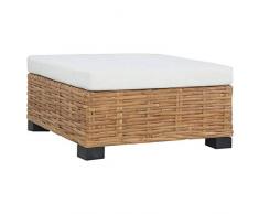vidaXL Fußhocker mit Auflage Hocker Sitzhocker Fußablage Schemel Gartenhocker Gartenmöbel Sitzbank Rattanhocker Garten Natur Rattan