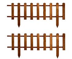 Floranica® 4 x Vorgarten Zaun aus Holz, wetterfest imprägniert - Steckzaun, Minizaun, Friesenzaun, Zierzaun als Gartenzaun, Lattenzaun, Farbe:braun, Größe:30 cm hoch. 4x105 cm lang