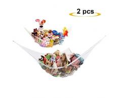 Stofftier-Hängematte, 2er-Pack, zum Aufhängen an der Wand, Plüsch-Spielzeug, Netz-Organizer, Jumbo-Netz, Haustier-Netz, dreieckige Eckhängematten, Teddies, Puppen, Kinderspielzeug