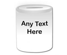 Personalisierter Geschenk-Radlader Down Spardose, Design Verkehr (weiß-auf das Nachricht/Name Einzigartige-Eimer Front Payloader Randschaufel Skip Front-Anschluss, Auto Kfz Truck Construction, Road Arbeitnehmer JCB Traktor Katze