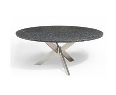 Studio 20 Havana Gartentisch rund ø 140 cm Granittisch Granitplatte Edelstahl Tischplatte Pearl Black satiniert