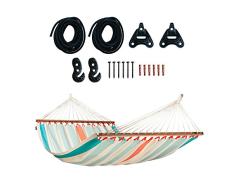 LA SIESTA - Colada Curacao - Doppel-Stabhängematte Outdoor inkl. Befestigungsset