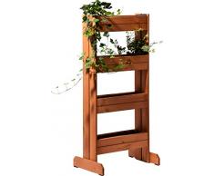 dobar Vertikales Blumenbeet mit 4 Holz-Pflanzkästen, Hochbeet für Garten, Terrasse, Balkon, inklusiv Pflanzfolie, bernstein, 55 x 40 x 125 cm, 58372FSCe