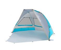 WolfWise Schnellaufbau 2-3 Personen Strandmuschel, UPF 50+ UV Schutz Baby Familien Koffer Strandzelt Sonnenschirm Kleines Packmaß Tragbar Blau