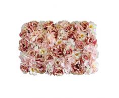 Künstliche Blumen Säule Wand, Kunstblumen Panel für Garten Hochzeit Dekor - Hell-Rosa, 60 x 40 x 9 cm