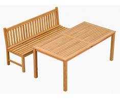 Sitzgruppe Teak Tisch London 180 cm, Bank Andorra stabil und wetterfest