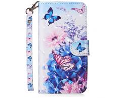 Hpory Kompatibel mit Galaxy A3 2017 Hülle, Samsung Galaxy A3 2017 Handyhülle Foto Muster PU Leder mit Handschlaufe Standfunktion Geldbörse Wallet Case Flip Cover Schutzhülle Tasche - Blumenstrauß