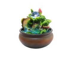 LSLMCS Mit Wasser Cups Indoor-Wasser-Brunnen Mit LED-Licht Wasser-Eigenschaft/Outdoor Self Contained Tiered Bowl-Verzierung Wasser-Brunnen, Feng Shui Ball, Trübungen Crafts Tischdekoration