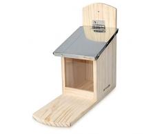 Navaris Eichhörnchen Futterhaus wetterfest aus Holz und Metall - Futterkasten Futterautomat für Garten Balkon - Futterstation mit Prellschutz